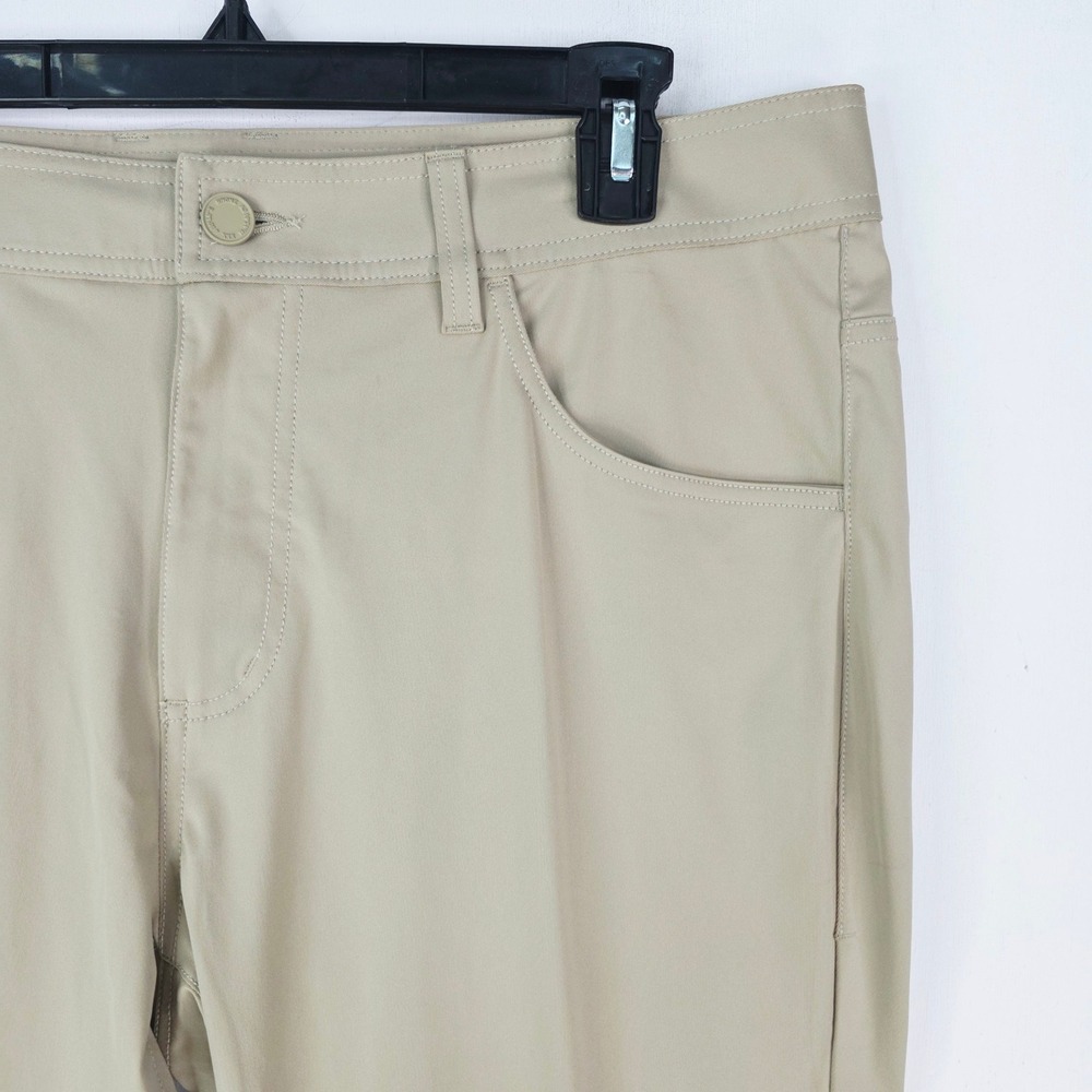 Rhone Commuter Pants Mens 36x32 Khaki Tan Slim Fit Stretch 5-Pocket Trousers - Picture 3 of 15